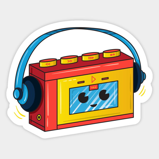 Walkman Sticker by Moe Tees